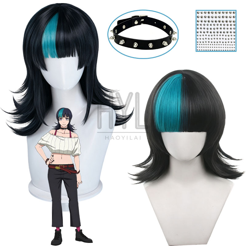 Anime Cosplay Blue Hair - Peruka cosplayowa Anime Kirara Hoshi, czarno-niebieska,